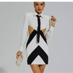 Elegant Black and White Dress